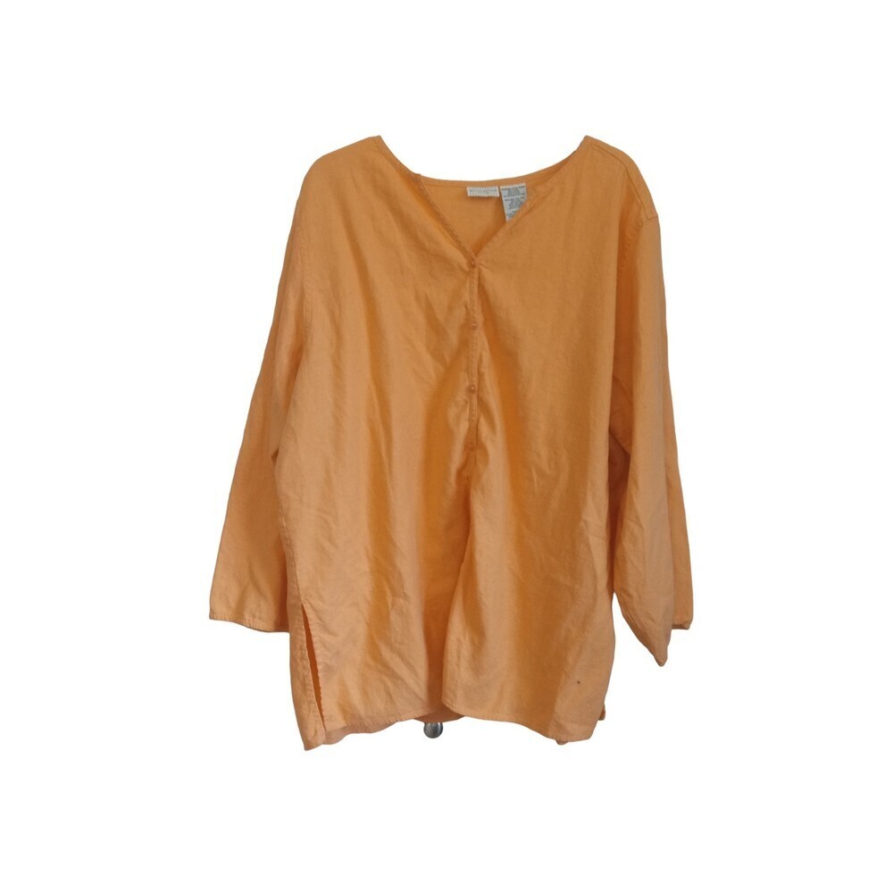 White Stag light orange spring linen blend long sleeve‎ tunic style top